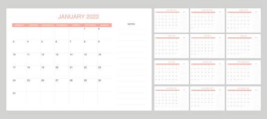 set calendar 2022 with notes