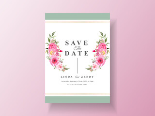 Beautiful pink flower wedding invitation