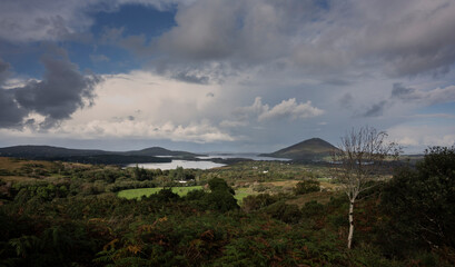 View from Diamond Hill in Connemara National Park in county Galway in Ireland.