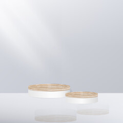 3D grey color background display product wood podium.