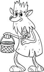 A mythical creature of the Slavs Leshy. Goblin.Coloring book. Line