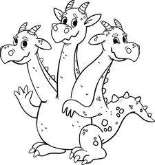 A three-headed fire-breathing dragon. Zmey Gorynych. Coloring book. Line.
