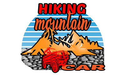 Hiking mountain car vector t shirt design