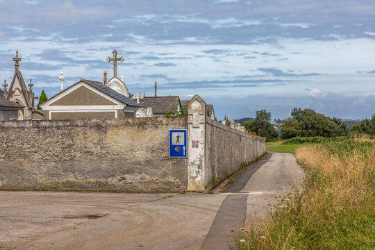 Camino del Norte passes the cemetery of Navia, Asturias, Spain. World Heritage