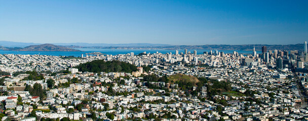 Obraz na płótnie Canvas Panoram on the San Francisco from Twin Picks in the morning