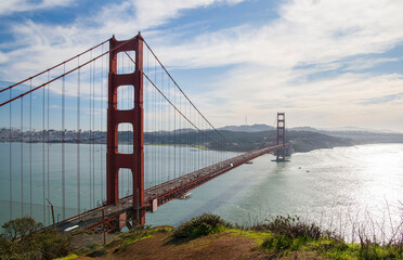 View on the San Francisco Golden Gate bridge from Vista Point South