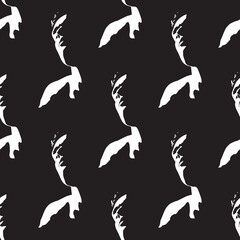 Abstract man seamless pattern design. Male art wallpaper in black and white colors.