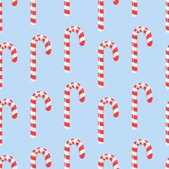 sweet candy cane for christmas, red and white stripes on a blue background