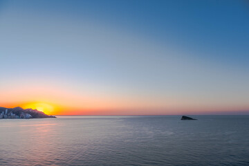 The bay of Benidorm in Spain at sunrise