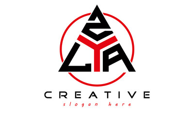 triangle badge with circle LZA letter logo design vector, business logo, icon shape logo, stylish logo template