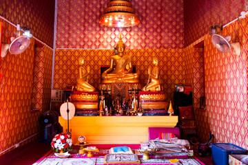 Buddha god deity angel statue for thai people and foreign traveler travel visit and respect praying with holy mystery at Wat Song Kusol temple on December 4, 2021 in Phra Nakhon Si Ayutthaya, Thailand