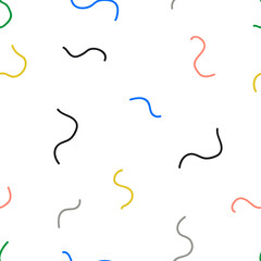 Modern confetti or curved lines abstract vector seamless pattern. Hand-drawn geometrical repeated background for textille,wallpaper,design paper ect.