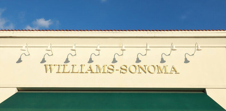 Williams Sonoma store sign located at Gulfstream Park, Hallandale Beach, Florida, USA.  