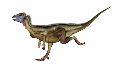 Hypsilophodon dinosaur running fast mouth open - 3D render