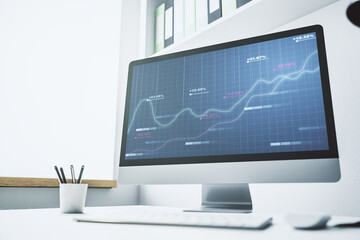 Fototapeta premium Abstract creative stats data concept on modern laptop screen. 3D Rendering