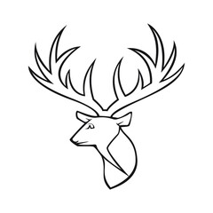 Line art vector of deer with large antler