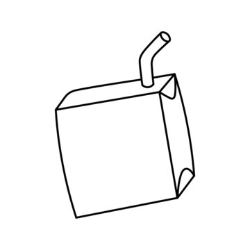 recommend clip art: Pack of juice line icon. Iced tea bag with straw. Milk box with drinking straw. Vector illustration in doodle style - isolated.