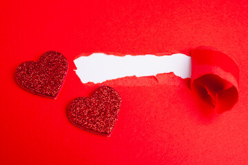 Happy Valentines Day Torn Paper Concept - copy space