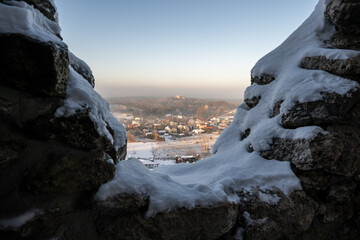distant winter view from castle walls