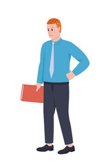 Strict male professor semi flat color vector character. Standing figure. Full body person on white. Teaching profession isolated modern cartoon style illustration for graphic design and animation