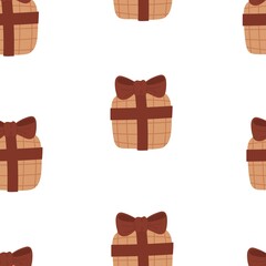 Seamless pattern with cartoon presents. Colorful vector flat for kids. hand drawing. baby design for fabric, print, wrapper, textile