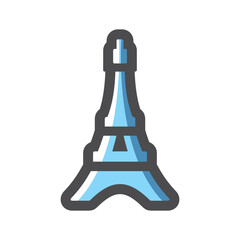 Eiffel Tower Silhouette France Vector icon Cartoon illustration.