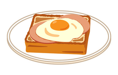 目玉焼きトースト　ハム