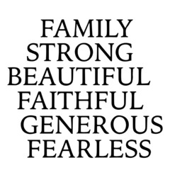 family strong beautiful faithful generous fearless background inspirational quotes typography lettering design