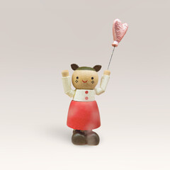 wooden cute gift girl heart balloon