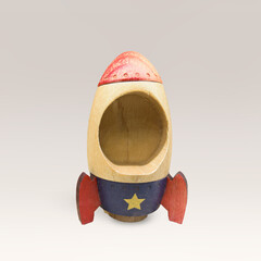 wooden cute toy gift rocket