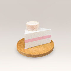 wooden cute gift slice of strawberry cake
