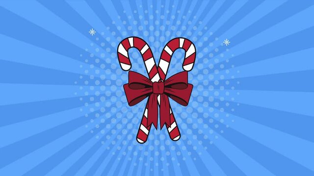 christmas pop art animation with canes