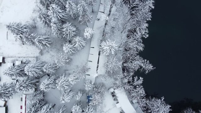 flight over the Blue Lake in the Caucasus mountains