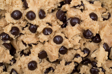 Uncooked chocolate chip cookie dough