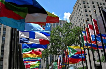USA, New York City: Flags in Manhattan.