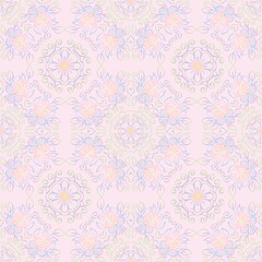 Seamless pattern floral decorative round ornament	