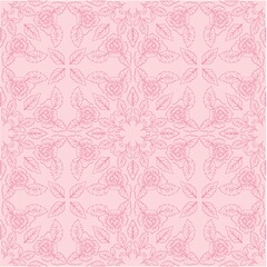Mandala seamless pattern with rose flower.	