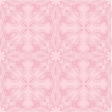 Mandala seamless pattern with rose flower.	