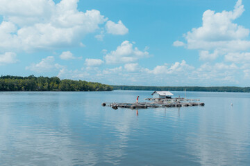 Sea fish farm. Fish farm in the KhlongThom Krabi of Thailand, 25 December 2021