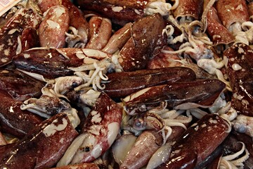Italy, Sicily Island: Fish for sale at the market.