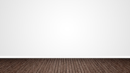 Concept or conceptual vintage or grungy brown background of natural wood or wooden old texture floor as a retro pattern layout on white. A 3d illustration metaphor to time, material, emptiness,  age