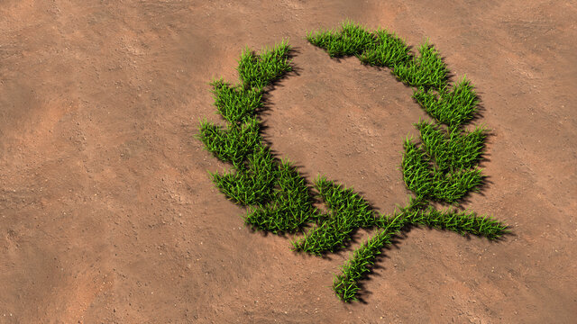 Concept conceptual green summer lawn grass symbol shape on brown soil or earth background, laurel wreaths sign. 3d illustration metaphor for victory, winning, success, achievement, triumph