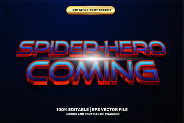 Naklejka na ściany i meble spider hero coming 3D Editable text Effect Style