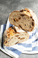 Freshly baked sourdough bread with dried tomatoes.