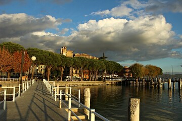 Italy, Umbria: View of Passignano on the Trasimeno Lake.