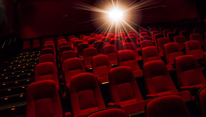 Rows of empty red seats in theater