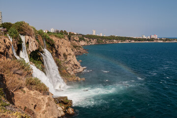 The picturesque Lower Duden Waterfall is one of the most scenic natural landmarks of the country, Antalya, Turkey