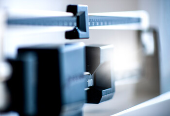 Close-up of manual weight scale