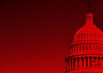 USA, Washington D.C., USA Capital Building on red background