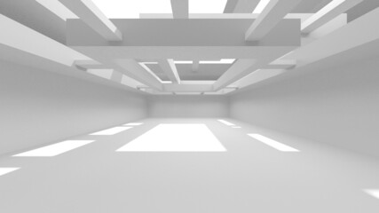 Illuminated corridor interior design. Empty Room Interior Background